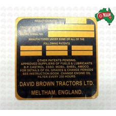 Serial Number Plate for David Brown 900 Series