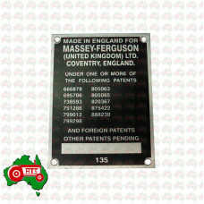 Massey Ferguson 135 Serial Number Plate