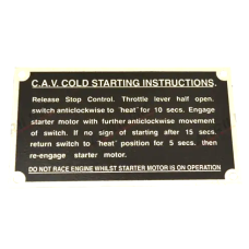 CAV Instruction Plate - Cold Start