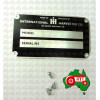 Model & Serial Number Plate Case International