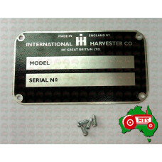 Model & Serial Number Plate Case International