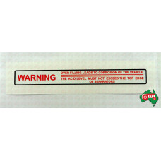 DECAL BATTERY OVERFILL WARNING Massey Ferguson 135