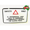 Decal Safety Differential Lock Massey Ferguson 135