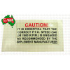 Decal PTO Warning David Brown 1212, 885 & 996