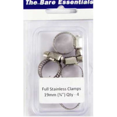 Bare Essential Full Stainless Hose Clamp 19mm (3/4") Qty- 4