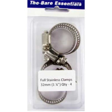 ​Bare Essential Full Stainless Hose Clamp 32mm (1 1/4") Qty- 4