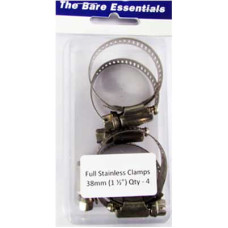 Bare Essential Full Stainless Hose Clamp 38mm (1 1/2") Qty- 4