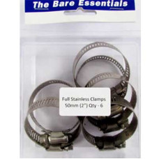 Bare Essential Full Stainless Hose Clamp 50mm (2") Qty- 6