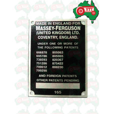 Serial Plate for Massey Ferguson 165