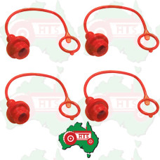 4x Hydraulic Coupler Dust Plugs For Remotes ISO 1/2" Type - Red