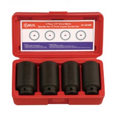 4 Piece Metric Spindle Nut Impact Socket Set (12Point)