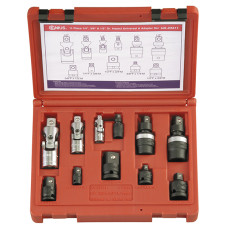 11 Piece 1/4'', 3/8" & 1/2" Dr. Impact Universal & Adapter Set